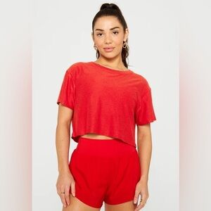 Fabletics red Sarah stretch crop top size L NWT